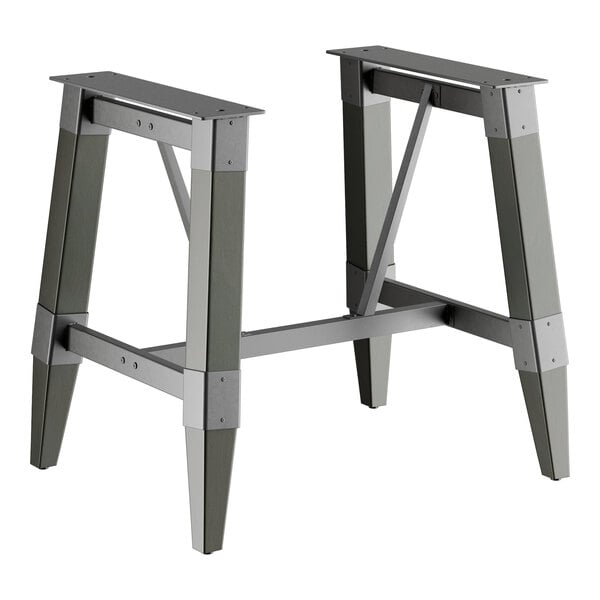 Lancaster Table & Seating Industrial Slate Gray Finish Standard Height Trestle Table Base for 30" x 48" Table Tops