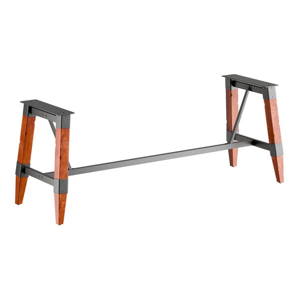 Lancaster Table & Seating Industrial Rustic Mahogany Finish Standard Height Trestle Table Base for 30" x 96" Table Tops