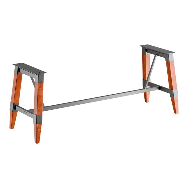 Lancaster Table & Seating Industrial Rustic Mahogany Finish Standard Height Trestle Table Base for 30" x 96" Table Tops