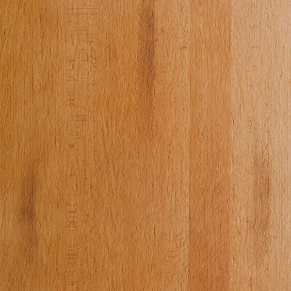 A close up of a Lancaster Table & Seating Industrial Bar Stool with a honey maple finish.