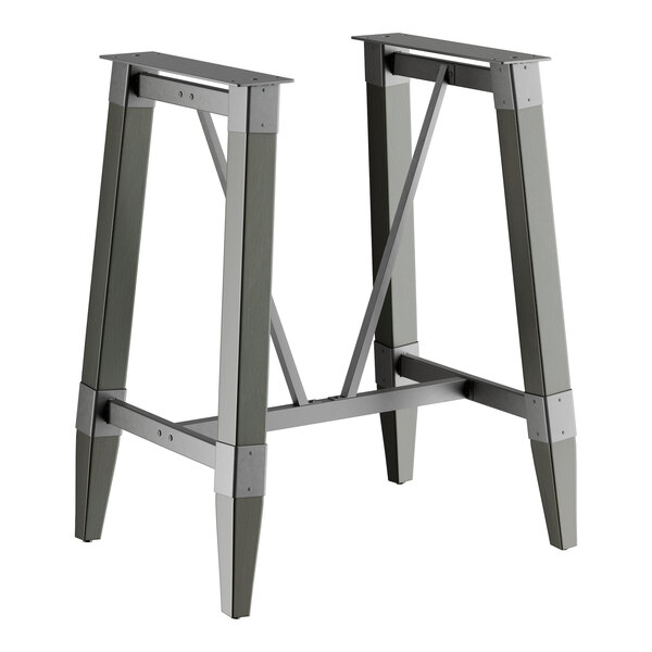 Lancaster Table & Seating Industrial Slate Gray Finish Bar Height Trestle Table Base for 30" x 48" Table Tops