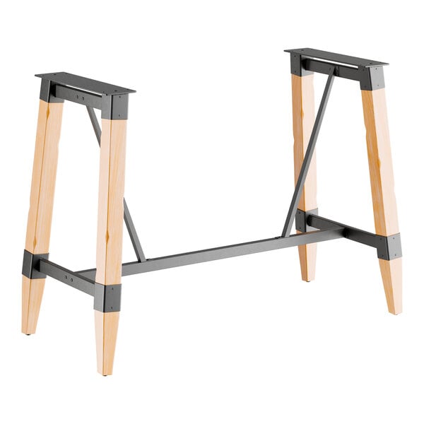 Lancaster Table & Seating Industrial Bleached Oak Finish Bar Height Trestle Table Base for 30" x 72" Table Tops
