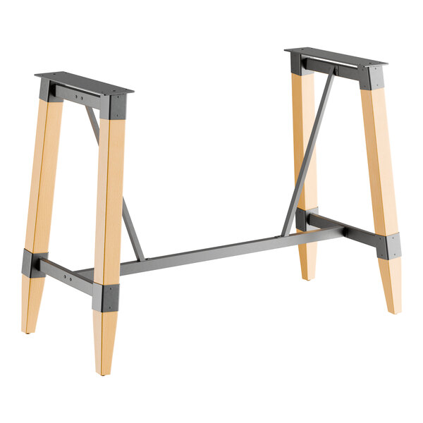 Lancaster Table & Seating Industrial Bleached Oak Finish Bar Height Trestle Table Base for 30" x 72" Table Tops