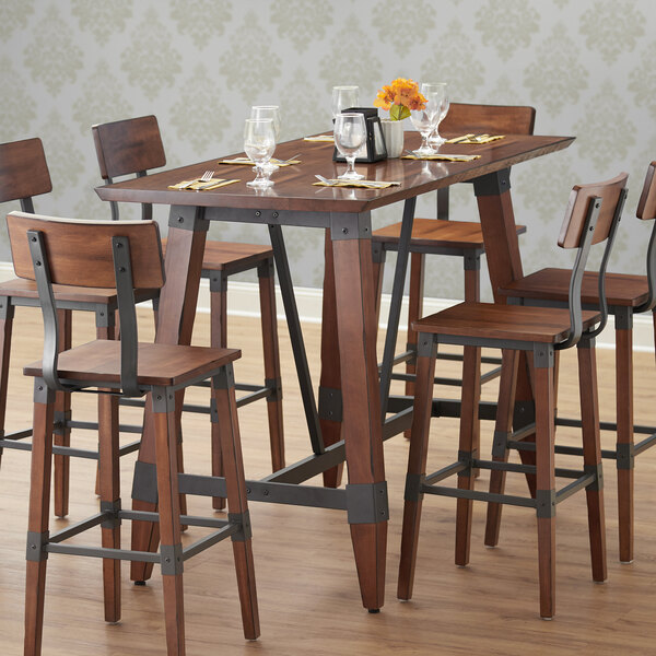 Lancaster Table Seating Antique Walnut Rustic Industrial Wooden