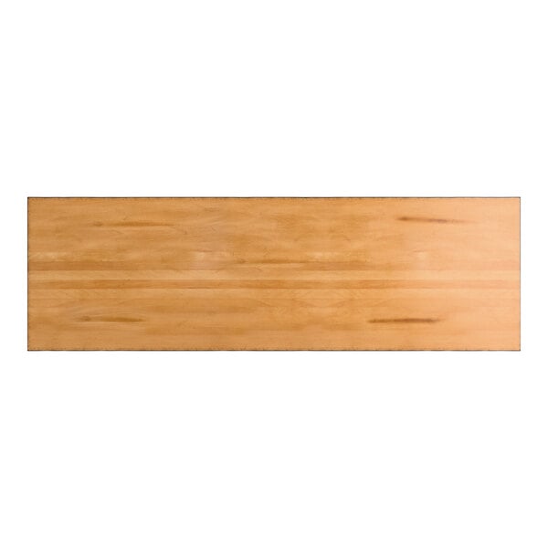 Lancaster Table & Seating Industrial 30" x 96" Rectangular Solid Wood Live Edge Standard Height Trestle Base Table with Honey Maple Finish