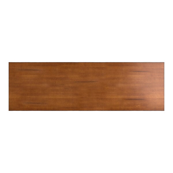 Lancaster Table & Seating Industrial 30" x 96" Rectangular Solid Wood Live Edge Standard Height Trestle Base Table with Rustic Walnut Finish