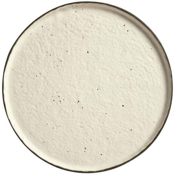 A white Libbey stoneware tray with black specks.
