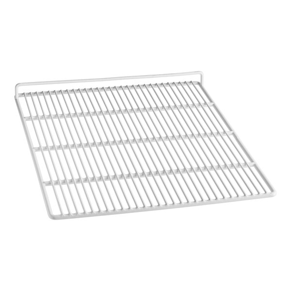 A white metal grid shelf for an Avantco deli case.