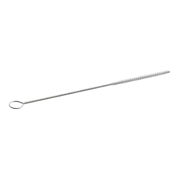 A long, thin brush with a twisted wire handle and a small cylindrical bristle head at one end.