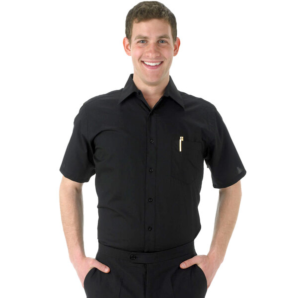 a man wearing a black shirt