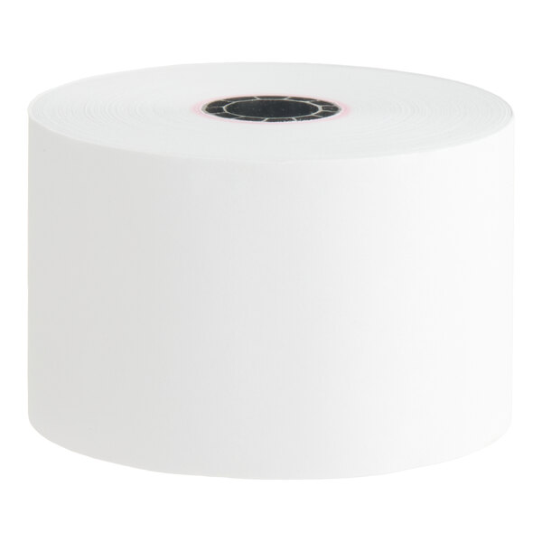 A roll of white bond cash register POS paper.