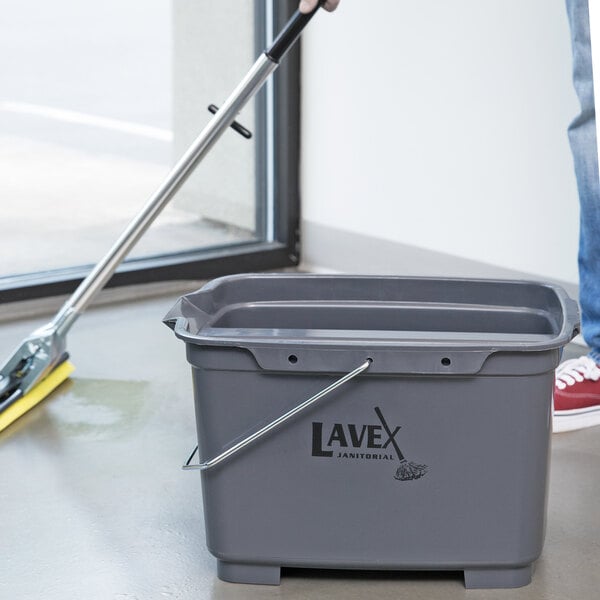 Lavex Janitorial 19.5 Qt. Gray Divided Plastic Bucket / Caddy