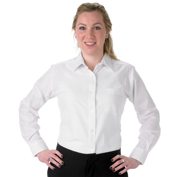 a woman in a white shirt