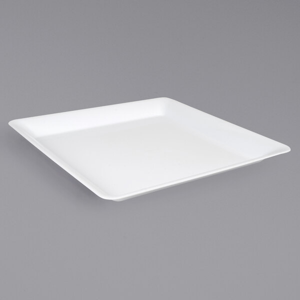 A white square Fineline Polypropylene platter.