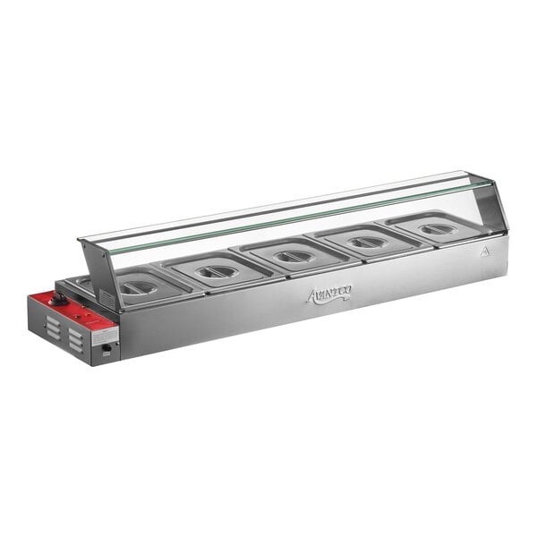 Avantco BMFW5 57" Electric Bain Marie Buffet Countertop Food Warmer with 5 Half Size Wells - 1750W, 120V