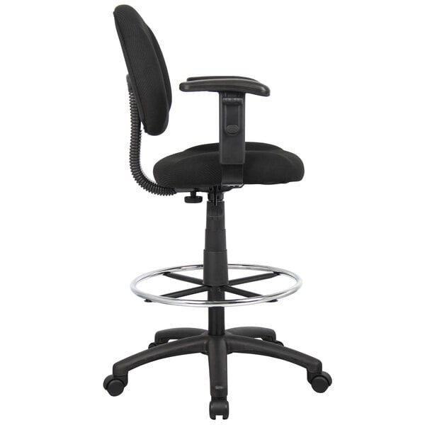Boss B1616 Drafting Stool With Footring and Adjustable Arms Black for sale online 