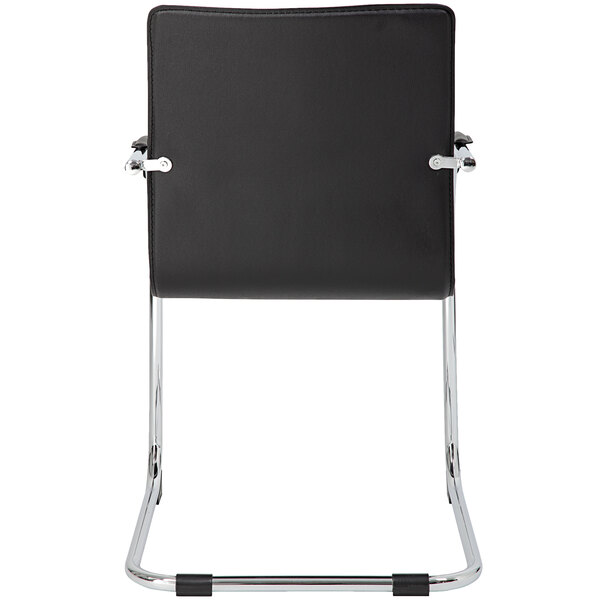 A Boss black vinyl side chair with chrome legs.