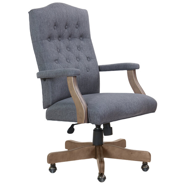 Boss B905DW-SG Slate Grey Linen Executive Chair with Driftwood Frame