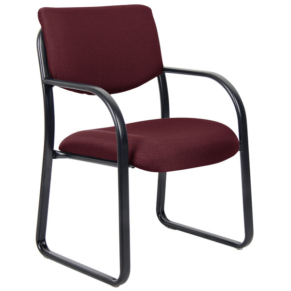 A burgundy Boss guest chair with black metal legs.