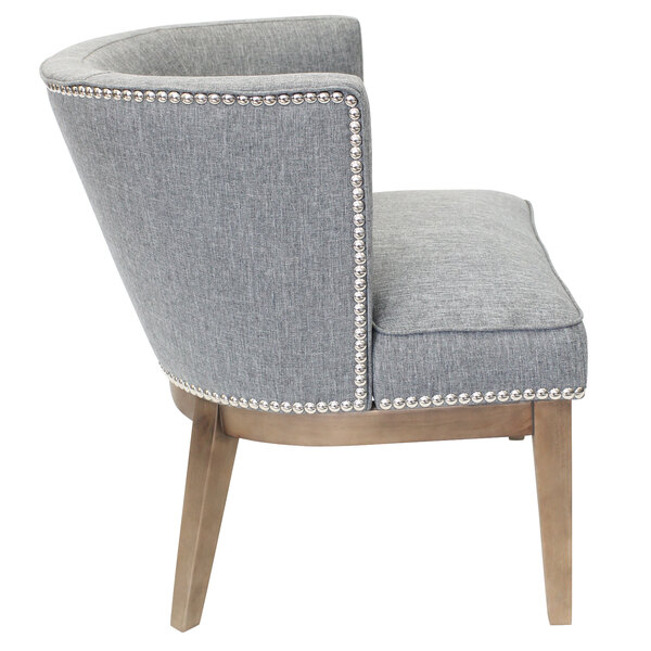 A medium gray Boss Ava accent chair with silver studs.