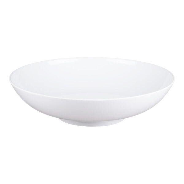 A large, round, white bowl with a smooth surface and slightly flared rim.