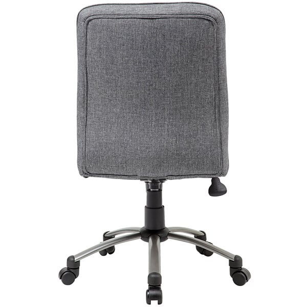 A slate gray Boss office chair with wheels.