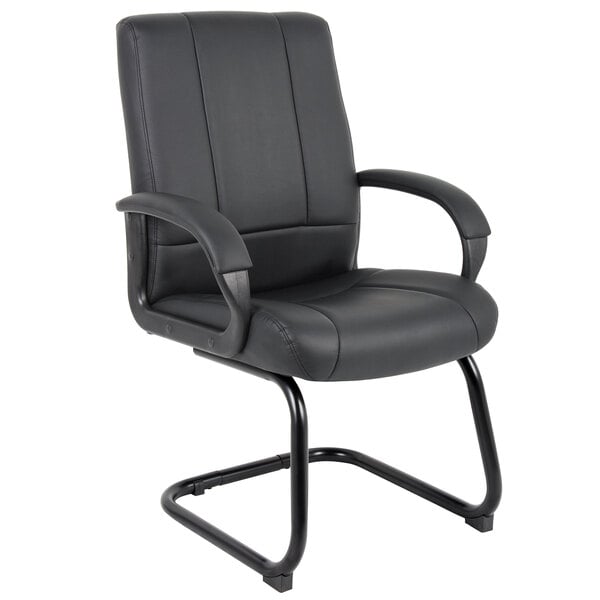a black office chair with arms
