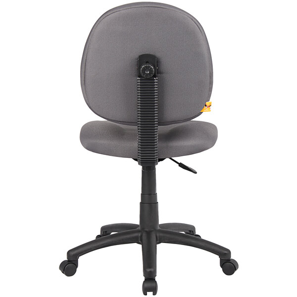 A gray Boss office chair with a black base and wheels.