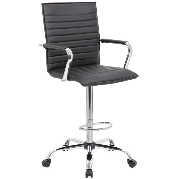 Boss B16533c Bk Black Vinyl Ribbed Drafting Stool