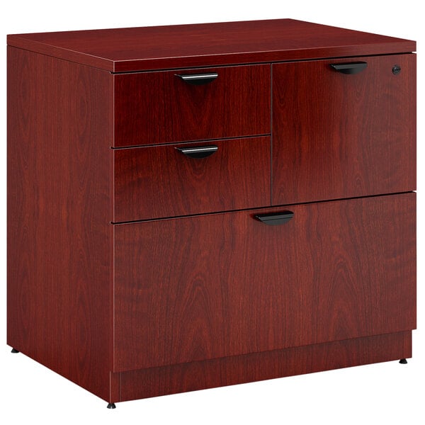 Boss N114 M Mahogany Laminate Combination Lateral File Cabinet 31 X 22 X 29