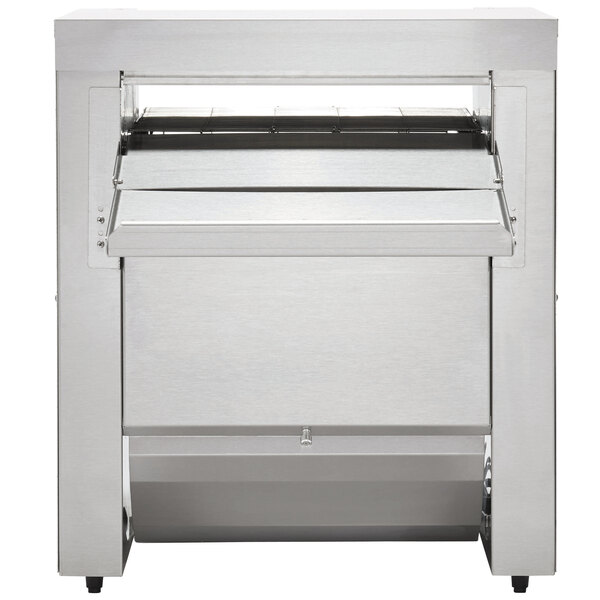 A stainless steel Vollrath dual conveyor toaster with a lid.