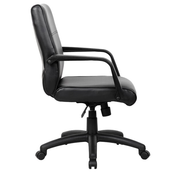 a black office chair with arms