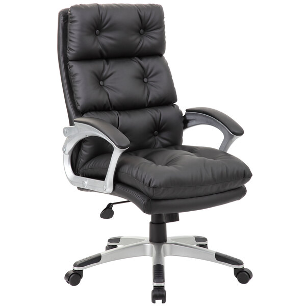 Boss B7371BK Black LeatherPlus Button Tufted High Back Executive Chair