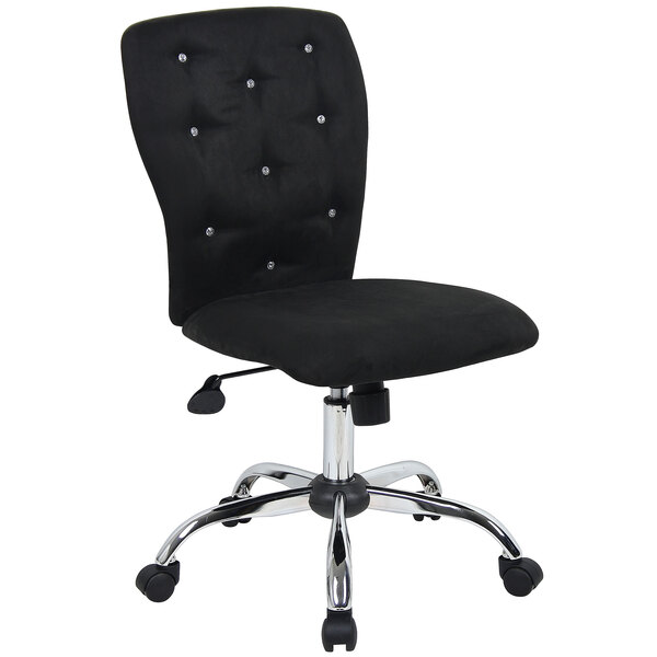 Boss B220 Bk Black Microfiber Modern Tiffany Office Chair