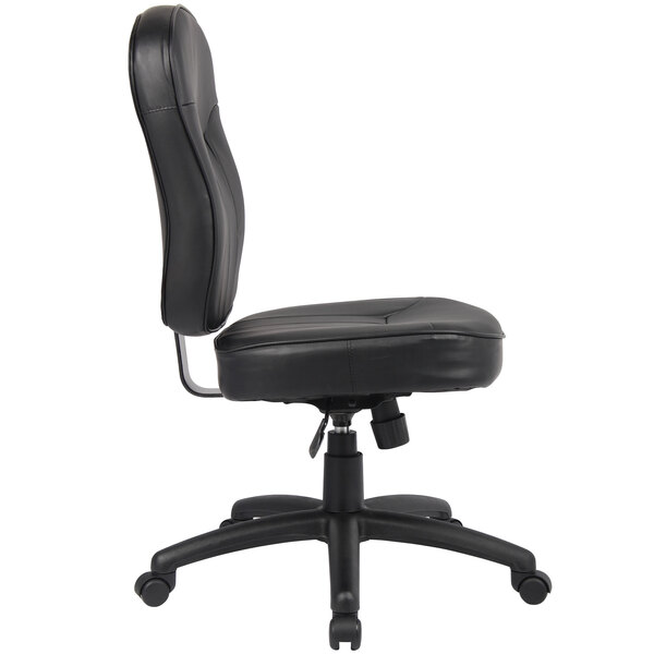 Boss B1560 Black Leatherplus Armless, Small Leather Office Chair No Arms