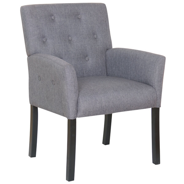 A Boss gray Taylor chair with black legs and arms.