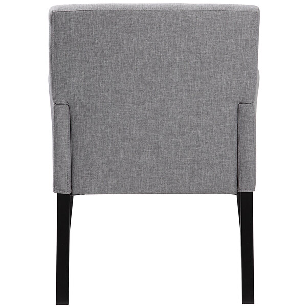 A Boss gray guest chair with black legs and back.