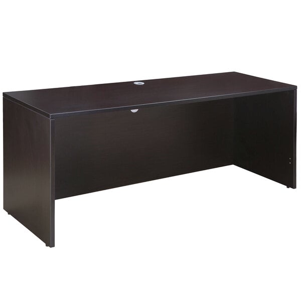 A dark brown laminate credenza shell.