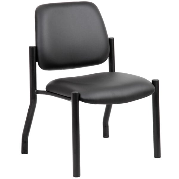 a black chair with metal legs