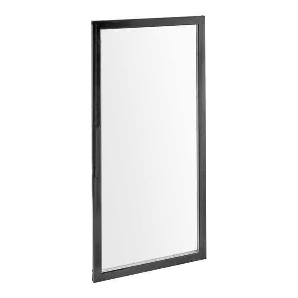 A black rectangular right hinged freezer door.
