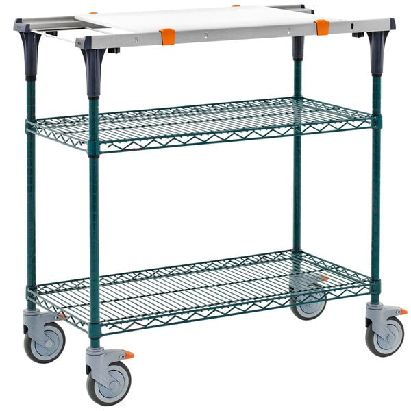 a cart with wheels and a white surface