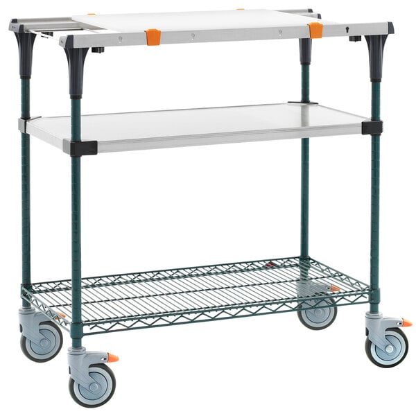 a cart with wheels and a shelf