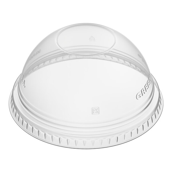 Fabri-Kal DLGC16/24NH Greenware 16 and 24 oz. Compostable Clear Plastic Dome Lid with No Hole - 1,000/Case
