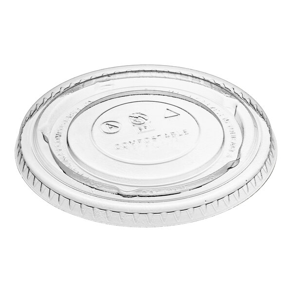 Fabri-Kal Greenware 9-12 oz. Compostable Clear Plastic Flat Lid without Straw Slot - 1,000/Case