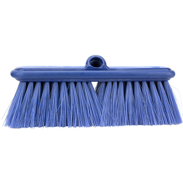 close-up of a blue broom