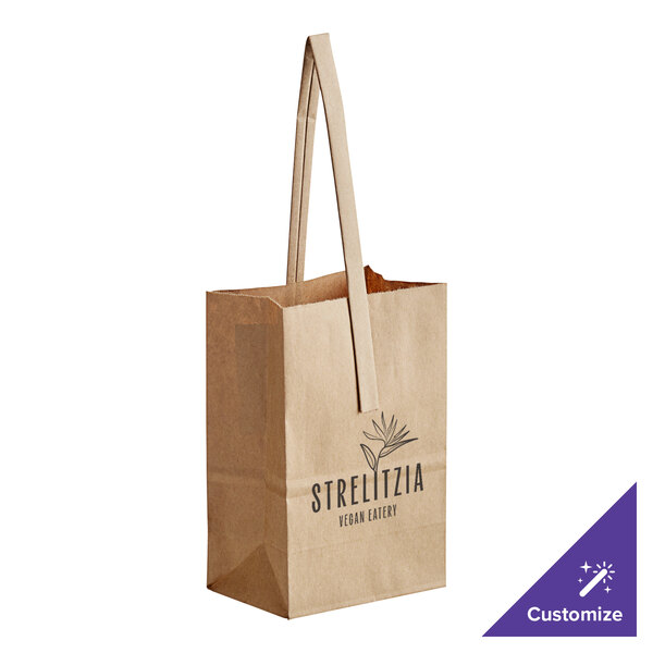 A brown paper bag with a handle.