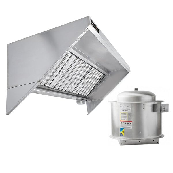 a stainless steel hood with a vent