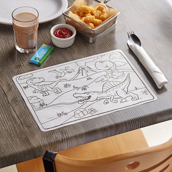 Choice 10" x 14" Kids Dinosaur Double Sided Interactive Placemat ...