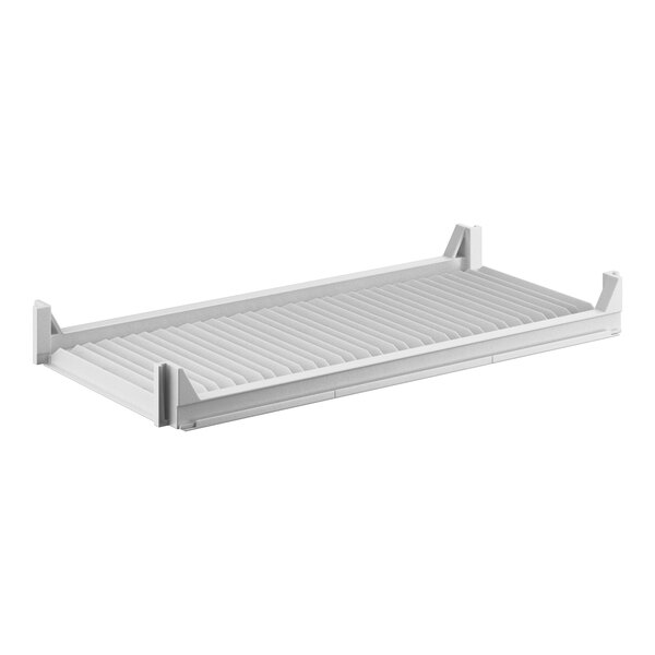A white rectangular Cambro Camshelving® Premium solid shelf.