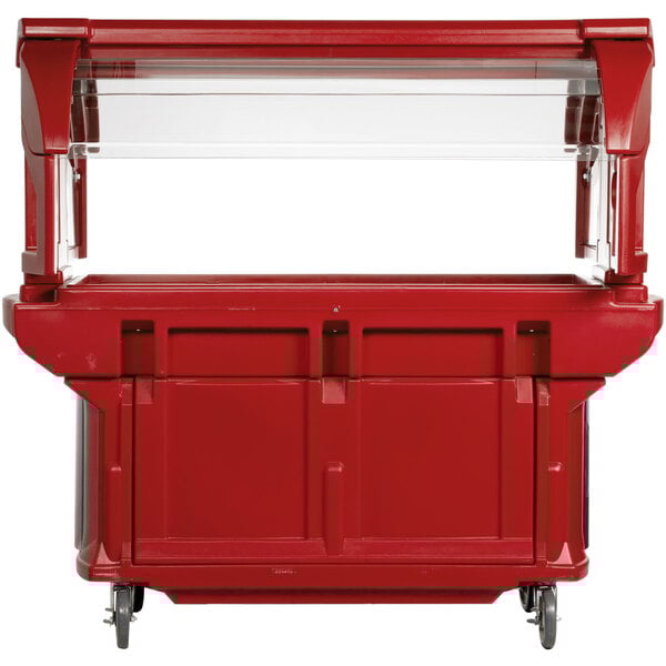 A red food cart with a clear top (Cambro Versa Ultra food/salad cart)